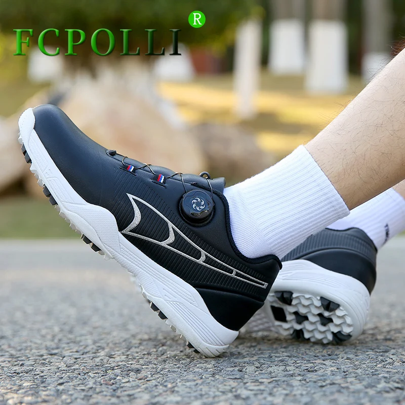

New Arrival Golf Shoes for Ladies White Leather Gym Shoes Mens Plus Size Golf Training Couples Quick Lacing Walking Shoes Men