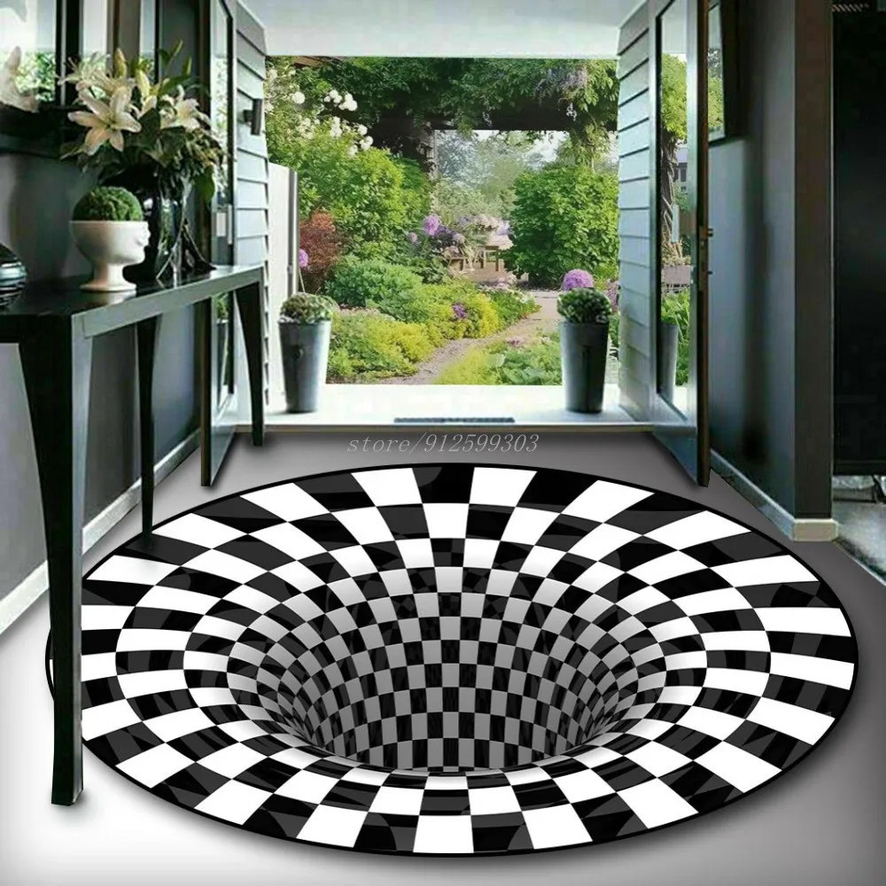 

3d-коврик вихревой иллюзии, коврик, коврик, впечатляющий ковер, напольный коврик с принтом, бездонный коврик с отверстиями, одеяло, декор для ...
