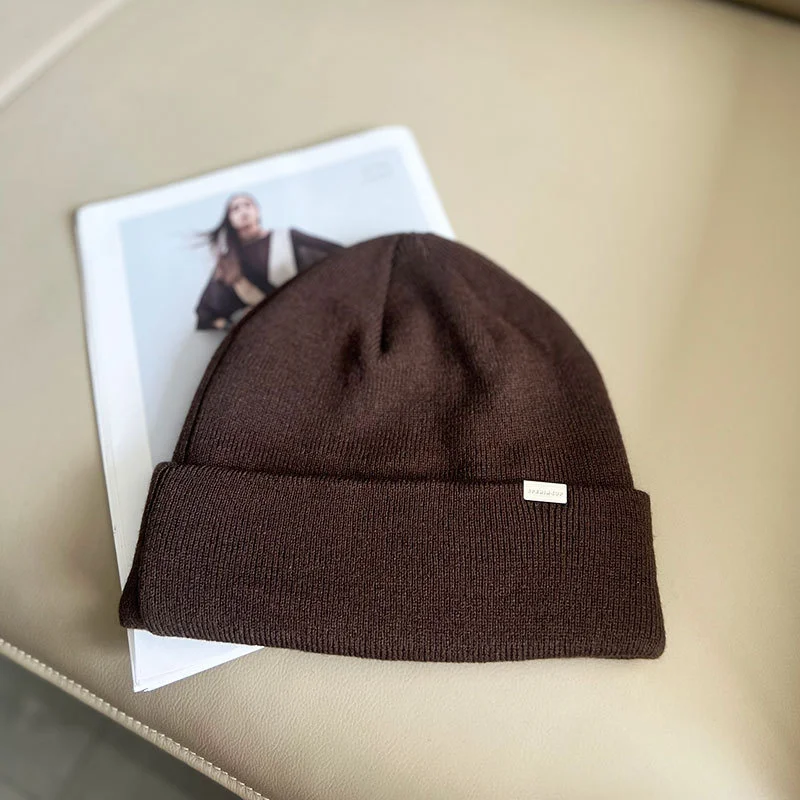 Шапка-бини женские зимние теплые вязаные шапки уличные двухслойные