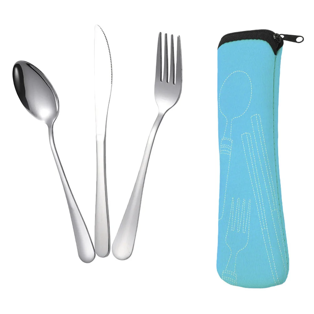 

Set Cutlery Stainless Steel Utensils Portable Flatware Fork Silverware Spoon Picnicforkscase Rustproof Dinnerware Travel