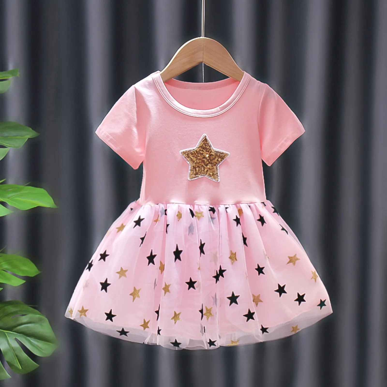 

1 2 3 4 5 6 Years Toddler Baby Girls Tulle Dresses For Kids Girl Stars Pattern Gauze Princess Dresses Girls Party Dress Summer