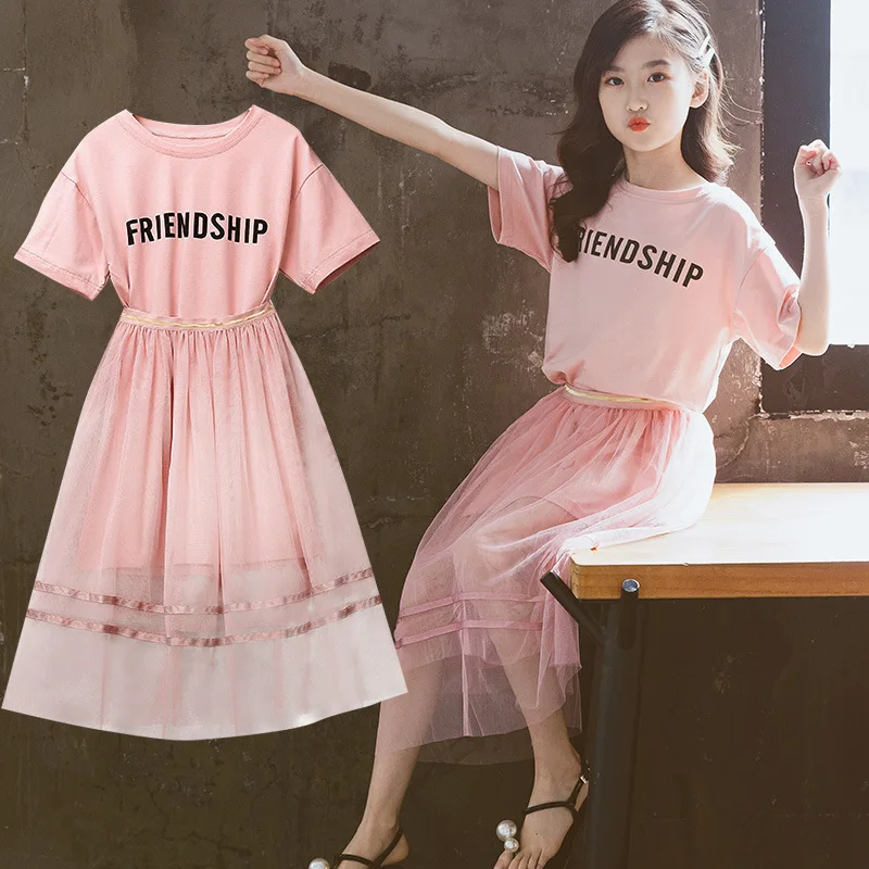 

2023 Casual mesh lace pink Vintage Long Sleeve Slim T-Shirt Dress Sweet Teenager Clothing Layered Girl Clothing