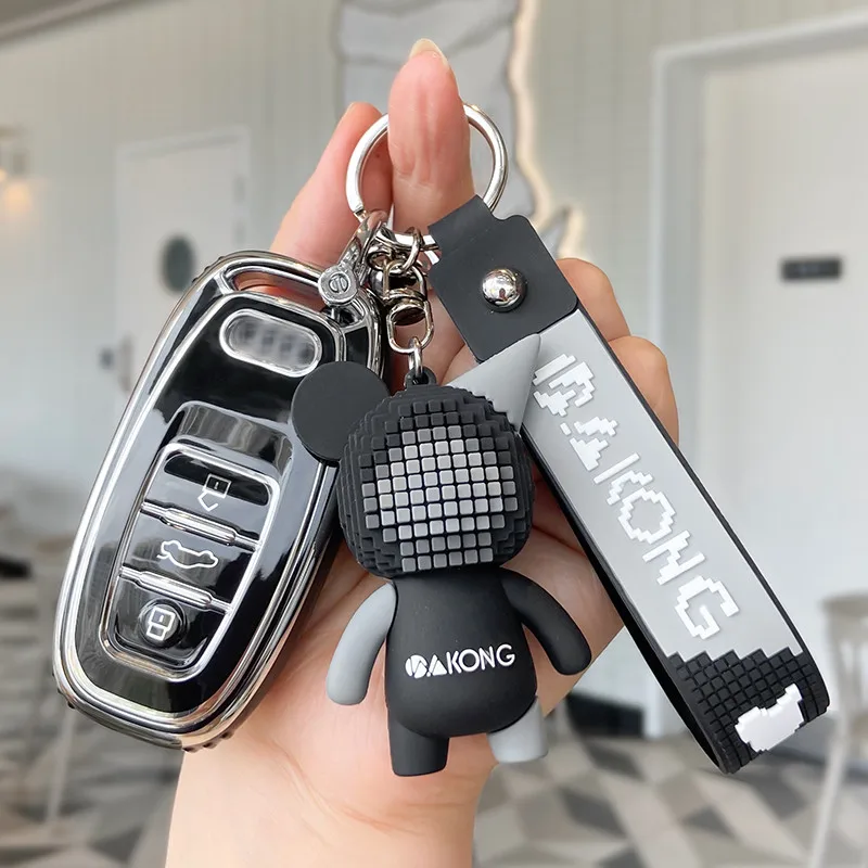 

For Audi Car Key Case Cover A1 A3 A4 A5 8V 8P 8L B8 B9 8T A6 A7 C6 C7 Q3 8U Q5 Q7 4M TT TTS Key Chain Accessories