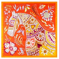 new silk scarf for women flower horse hijab hot design print 130130 square fashion mom bandana wrap lady gift