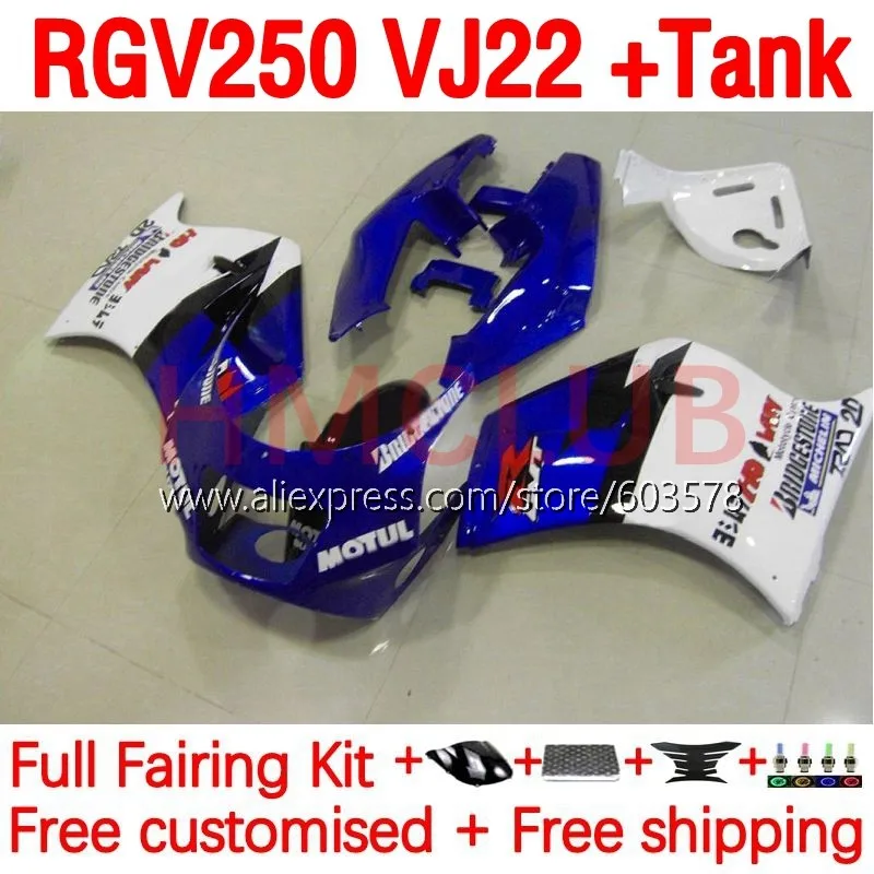 

Корпус + бак для SUZUKI RGV 250 SAPC VJ22 RGV-250 RGV250 90 91 92 93 94 95 96 1990 1992 1995 1996 комплект обтекателей 183No.20 синий белый