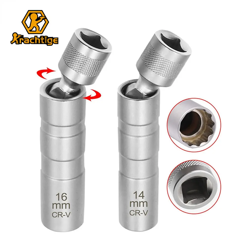 

Krachtige Socket Wrench Magnetic 12 Angle Repairing Removal Tools Thin Wall 3/8" Drive Sockets 14/16mm Spark Plug