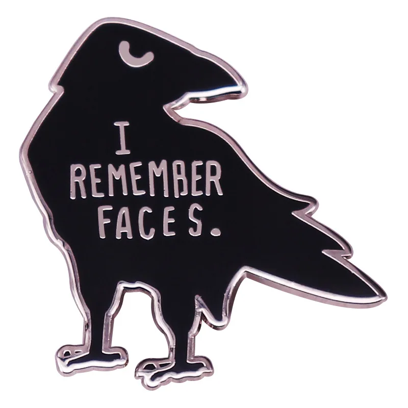 

C3516 Crows Remembering Faces Raven Enamel Pin Black Bird Brooch Badge Clothes Hat Backpack Decoration Jewelry Accessories