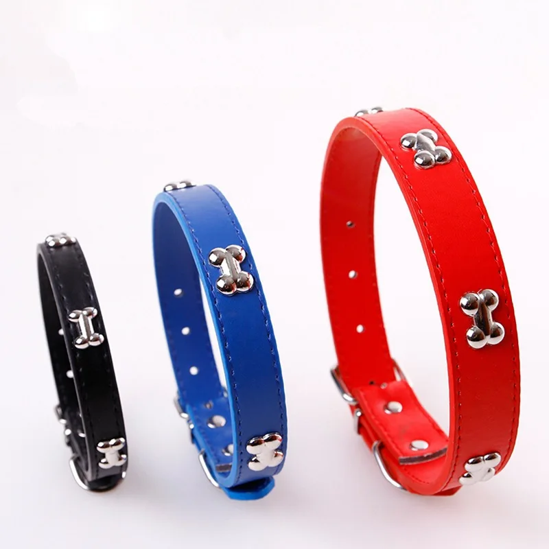 

Bone Leather Durable Pet Dog Collar Pet Supplies Accessories Neck Strap Collar For Dog Puppy Pug Collars For Small Large Dogs