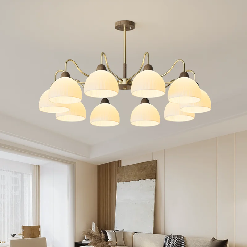 

2023 New Chandelier Three-color Light-changing Chandelier Room Decor Nordic Log Design Light Luxury Home Decor Chandelier