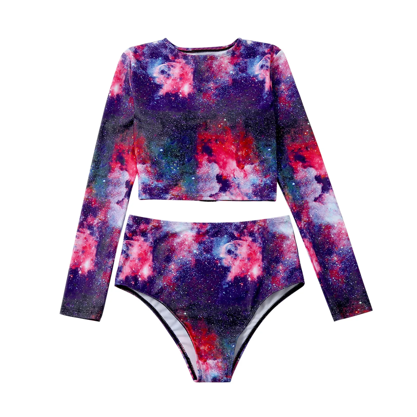 

Printed Sexy Star Bikini Women Digital Long-Sleeves Swimsuit Split Two-Pieces Swimwears Tankinis Set Swimwears bikini string
