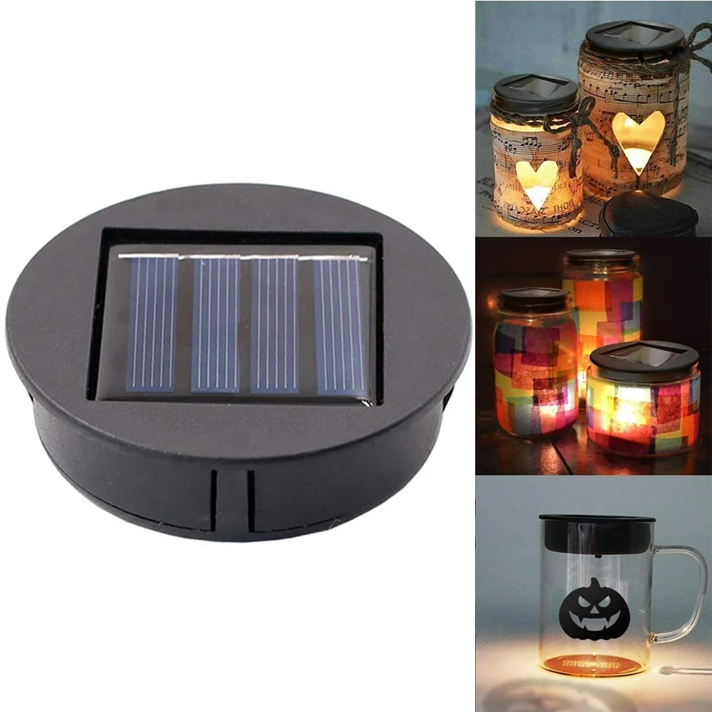 2pcs Solar Lights Replacement Top With LED Bulbs Solar Panel Lantern Lid Lig DIY Light Cover Solar Garden Lighting