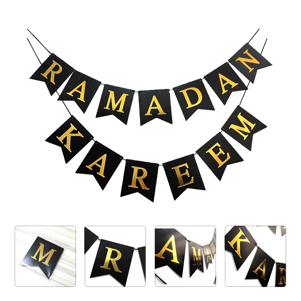 

Eid Mubarak Party Banner Ramadan Bunting Hanging Sign Fireplace Garland Decorations Flag Muslim Supplies Favor