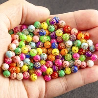 cute flower pattern colorful acrylic round loose spacer beads for women charm jewelry handmade diy making bracelet necklace