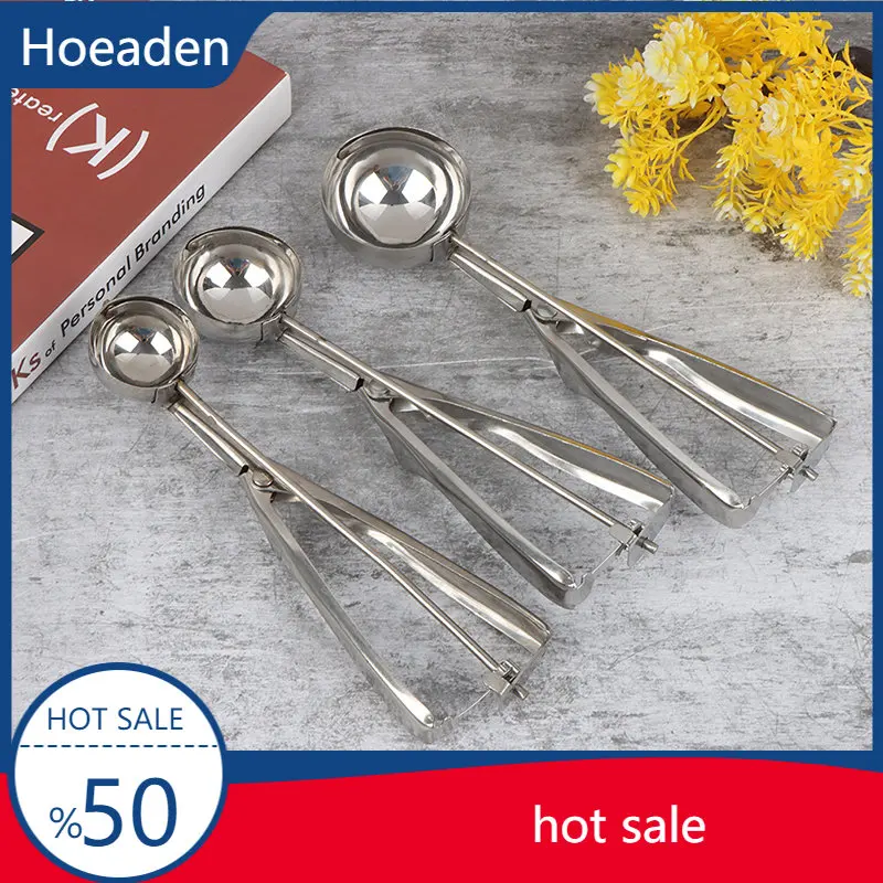 

Ice Cream Scoop Stainless Steel With Trigger Cookie Scoop Spoon Frozen Cooking Tools Ice Cream Decorating Tool