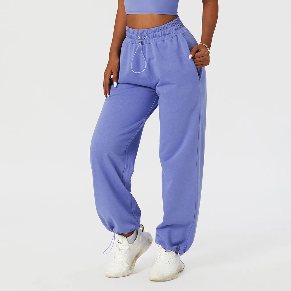 

With Logo Winter Warm Cotton Women Loose Drawstring Sweatpants Fitness Yoga Pants Workout Trouser Female Gym Clothes Sports Wear