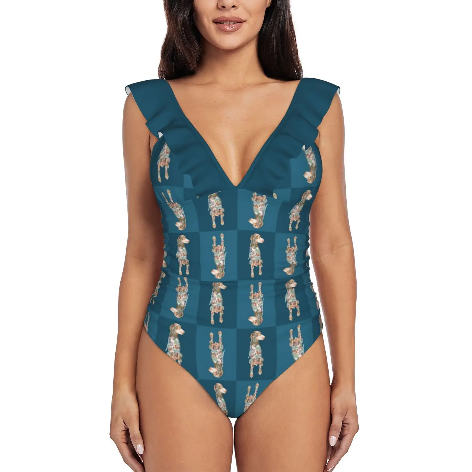 

Женский сплошной купальник Kingsley, купальник монокини с оборками и принтом