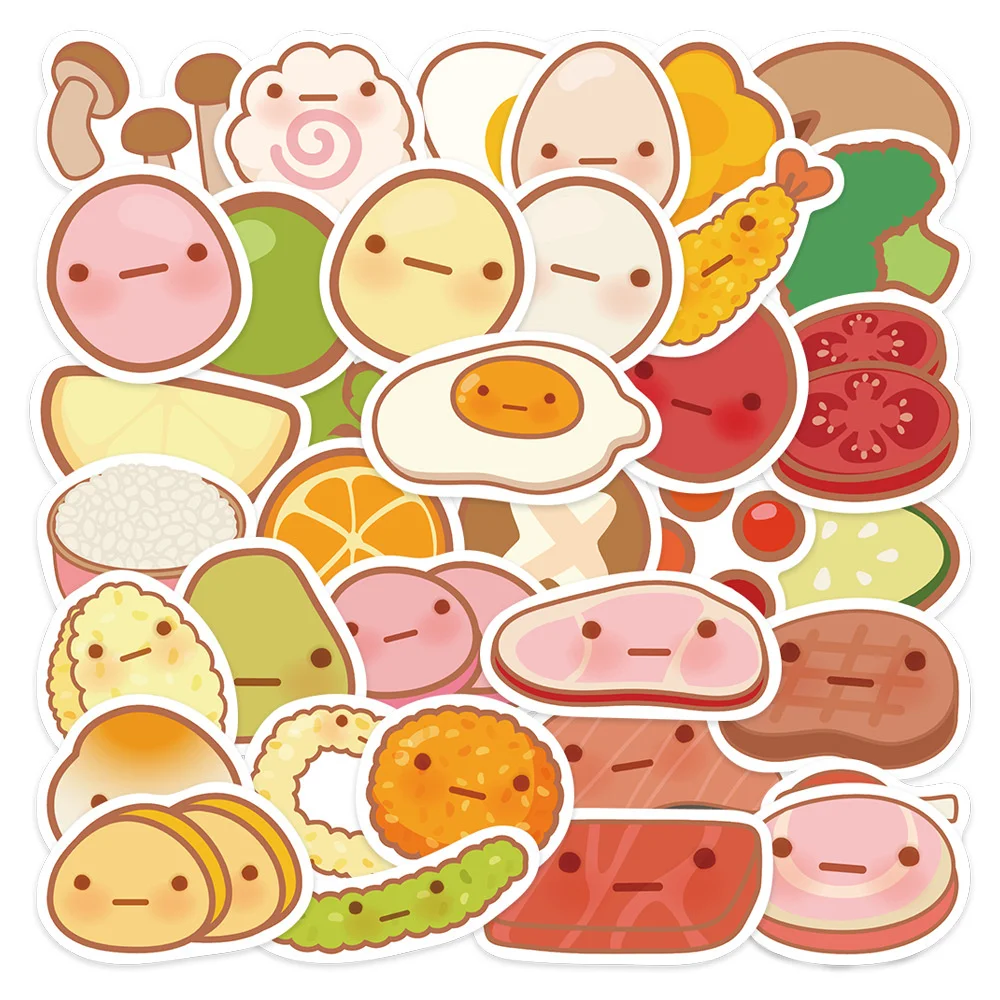 

10/30/50PCS New Food Cartoon Personality Creative Computer Water Cup Mobile Phone Chair Decoration Waterproof Sticker Wholesale