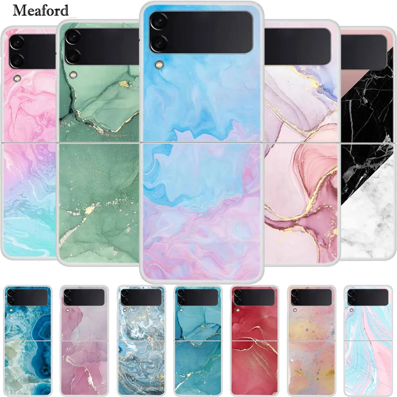 

Чехол для Samsung Z Flip4, Модный складной чехол, жесткий чехол из поликарбоната для Samsung Galaxy Z Flip 4, складной чехол с мраморным рисунком