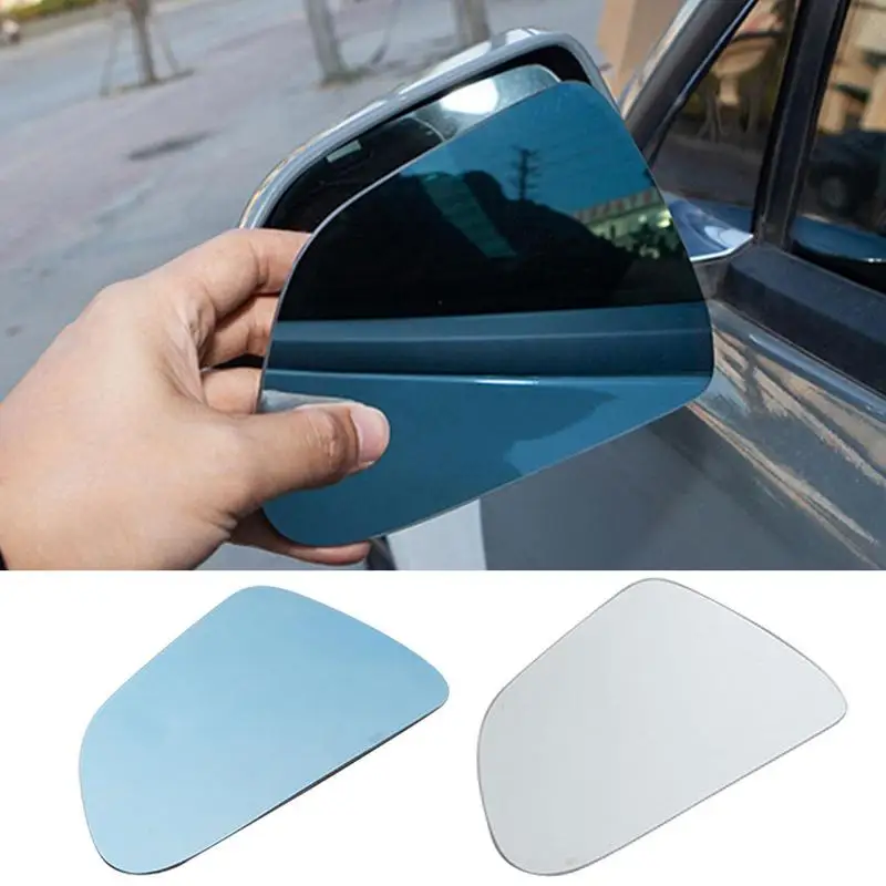 1 Pair For Tesla Model 3/Y Rearview Mirror Lens Anti Glare Wide Angle Large Vision Glass Lens Film Blue / White Lens For Tesla