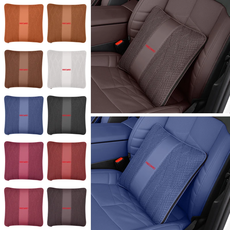 Car Headrest Pillow Cushion Lumbar Lce Silk Fabric Home Sofa Quilt For RECARO Racing