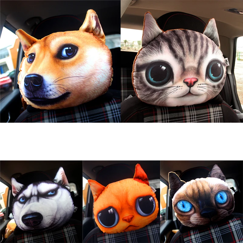 

Автомобильная подушка для головы сиденья собаки и кошки Тигр автомобильный креативный подголовник Автомобильная подушка для сиденья автомобильные принадлежности подголовник для шеи