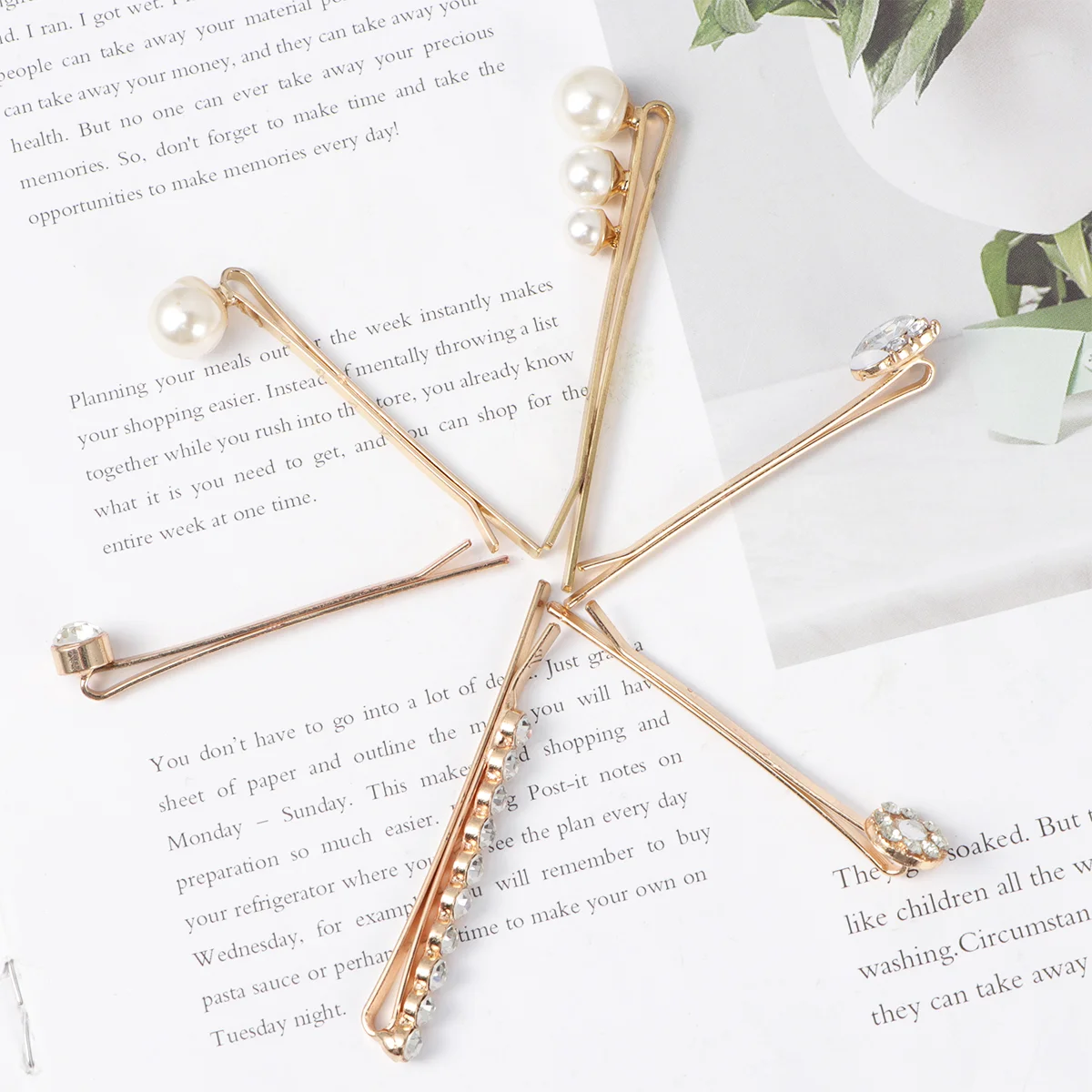 

12 PCS Bridal Headpiece Pearl Clip Rhinestone Accessories Diamond Hairpin Bride Girls