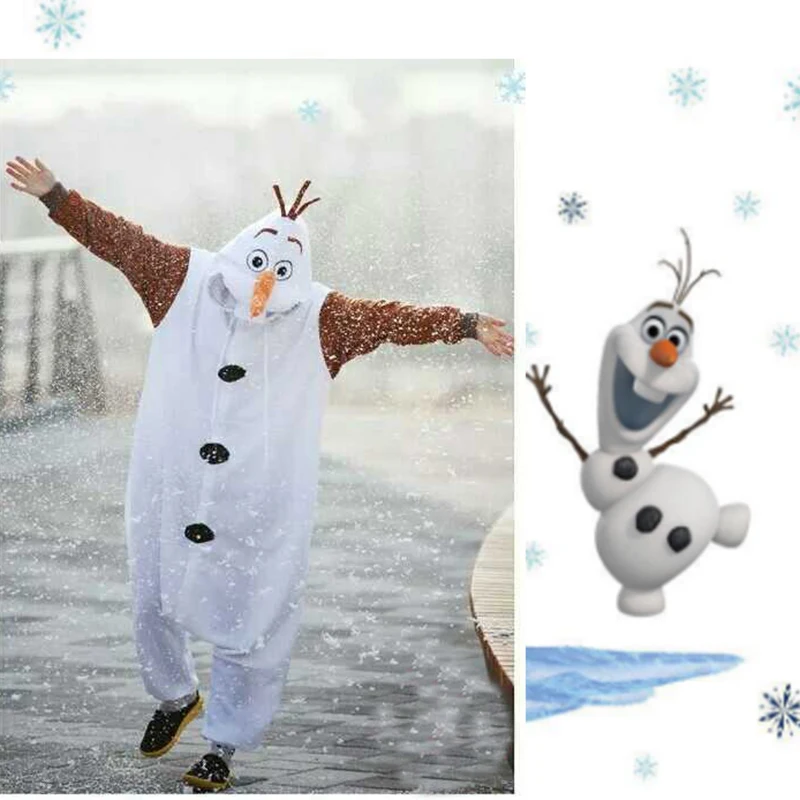 Anime Olaf snowman Costume Flannel Pajamas Cosplay White jumpsuit Adult kids Onesie Pyjamas Party Dress