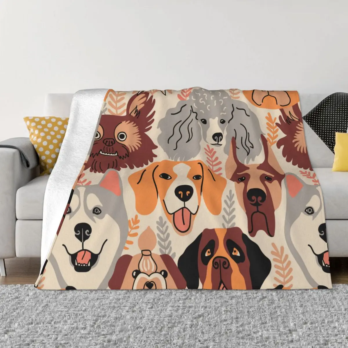 

Funny Husky Beagle Mastiff Pug Poodle Shi Tsu Saint Bernard Blanket All Season Animal Dog Throw Blankets for Bed Plush Quilt
