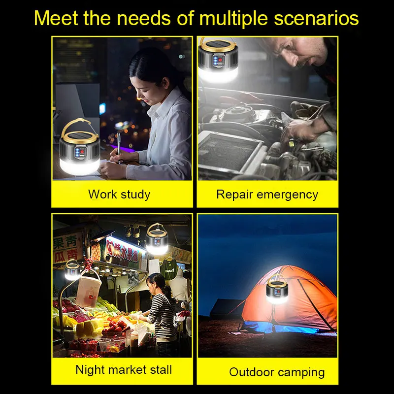 

Hand Crank Solar Camping Lantern 3 Light Modes Waterproof Lantern Flashlight for Camping Hiking Outage