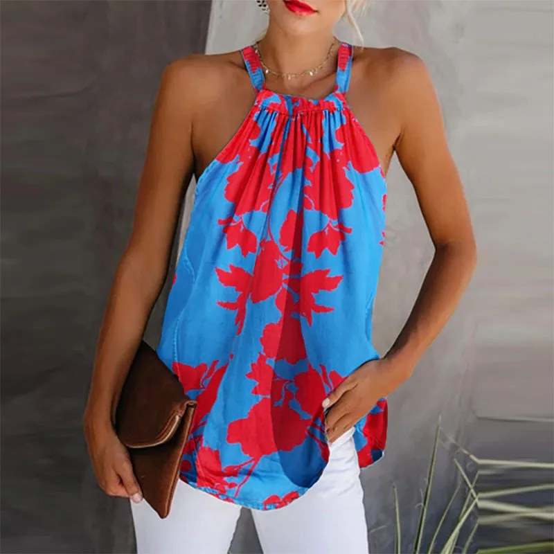 

2022 Women's printed sleeveless loose suspender vest T-shirt for women