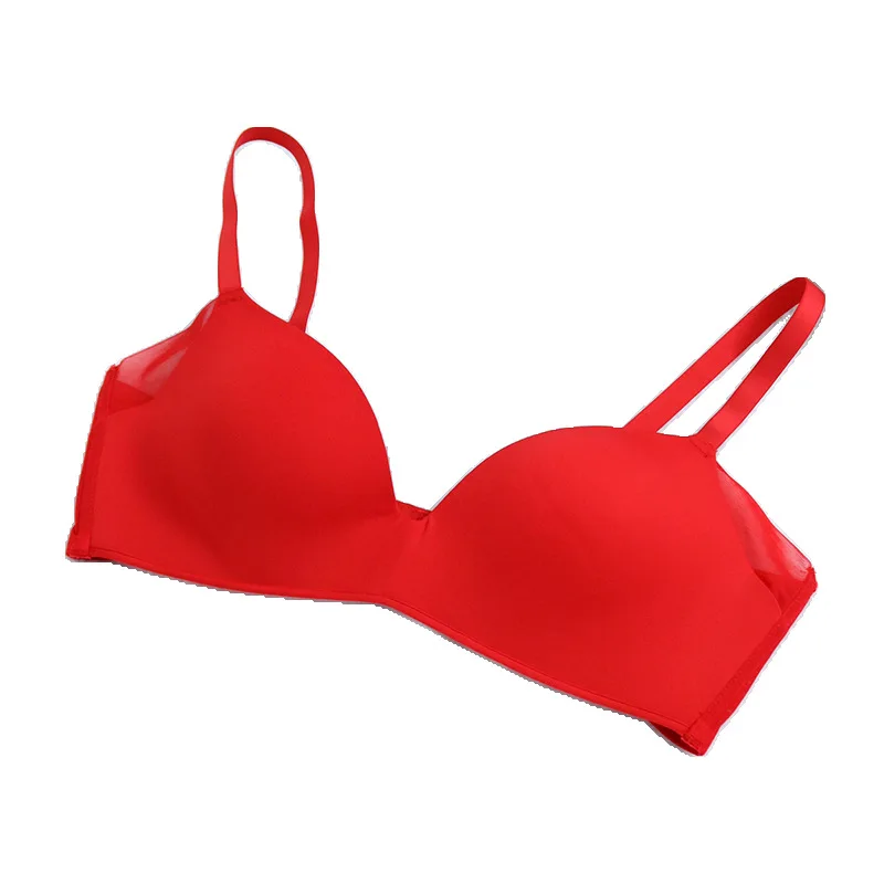 Фото Женский бюстгальтер пуш-ап со сборками, сексуальное нижнее белье без стального кольца, ультратонкое бесшовное нижнее белье с глубоким V-образным вырезом из тутового шелка с открытой спиной, интимное белье №3