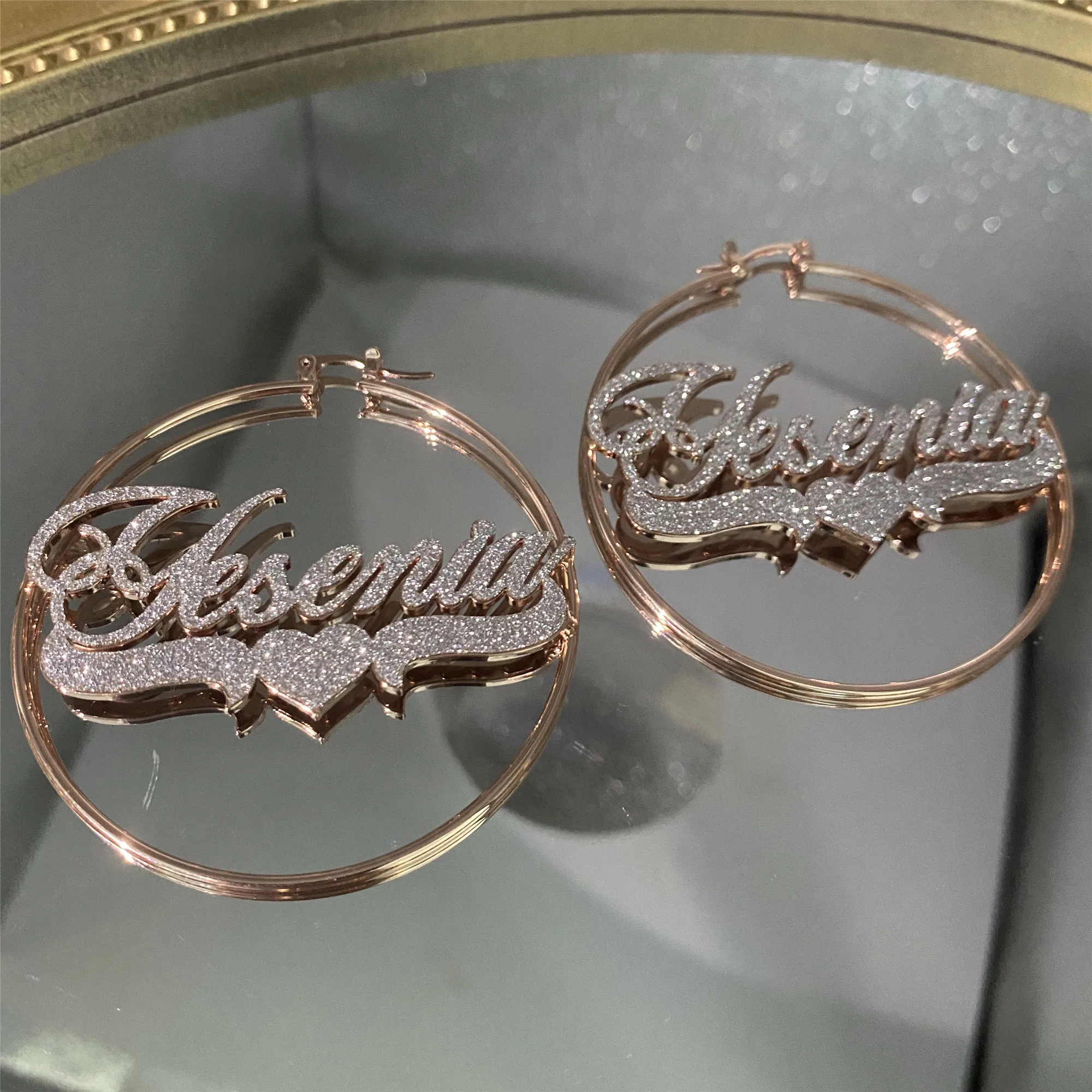 Custom Name Hoop Earrings Personalized Stainless Steel Bling Name Earrings Colorful Big Hoops Earring for Women Jewelry Gift