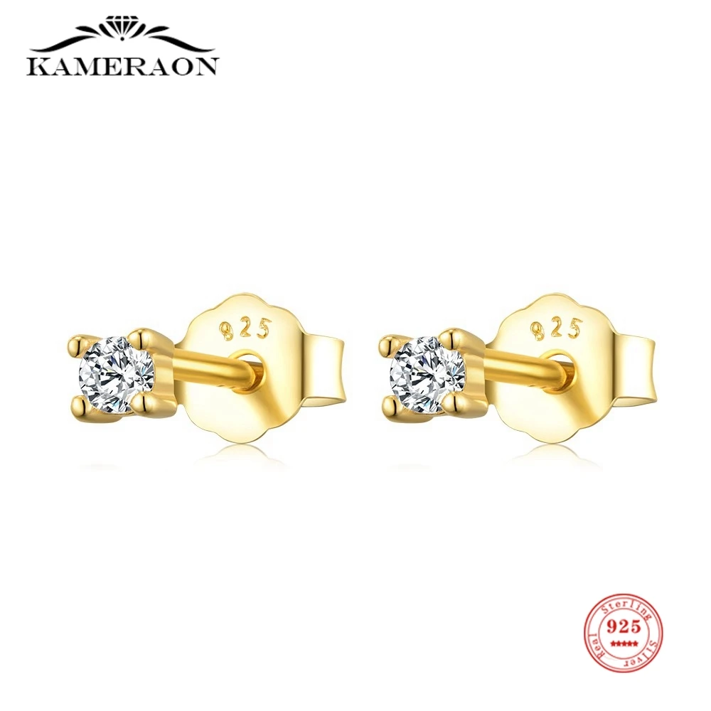 

Kameraon Authentic 925 Sterling Silver Diamond Earrings Women Mini Stud Earrings Set Gold Fine Jewelry Boucle Oreille Femme
