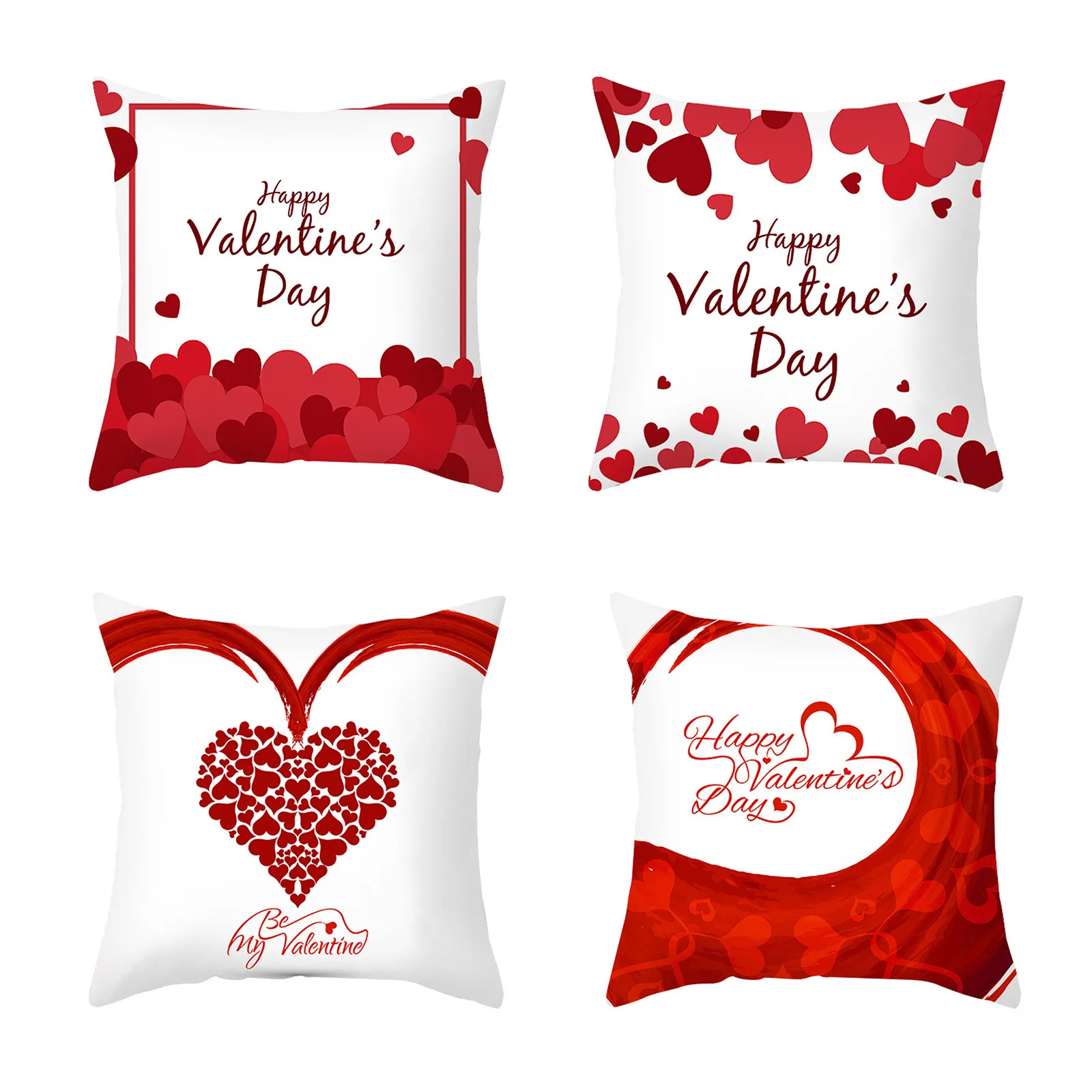 

4PC Cushion Pillow Cover Decor Case Home Valentine's Sofa Day Pillow Case Gray Pillowcases Size Silk Case