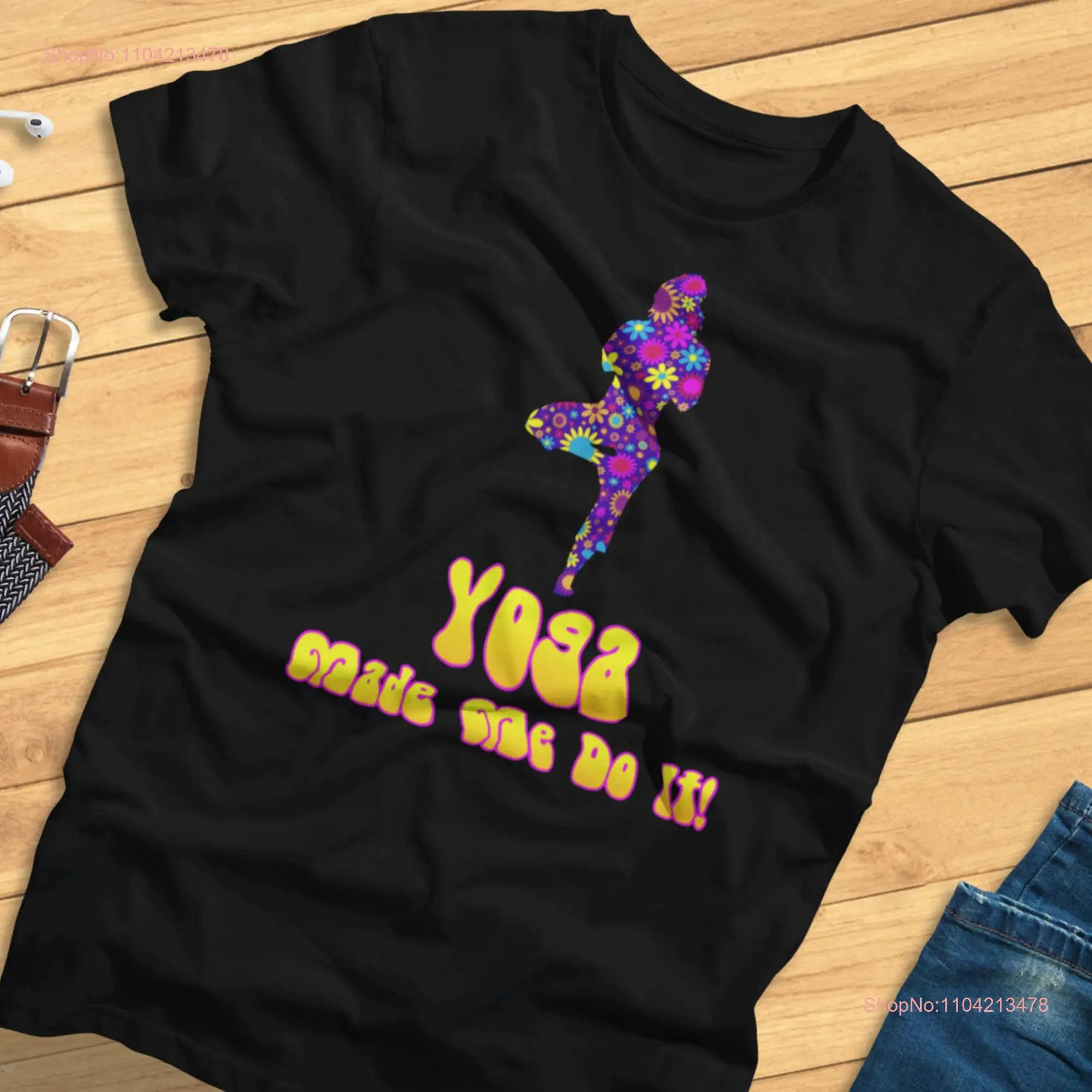 Yoga Made Me Do It Забавная футболка с цветами в стиле ретро для медитации длинными или