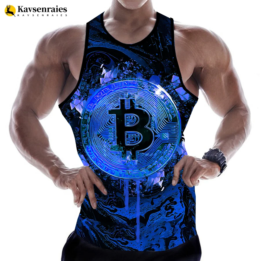 

2023 New Fashion Bitcoin BTC 3D Print Tank Tops Men Summer Casual Sleeveless Shirts Women Hip Hop Streetwear Oversized T-shirt