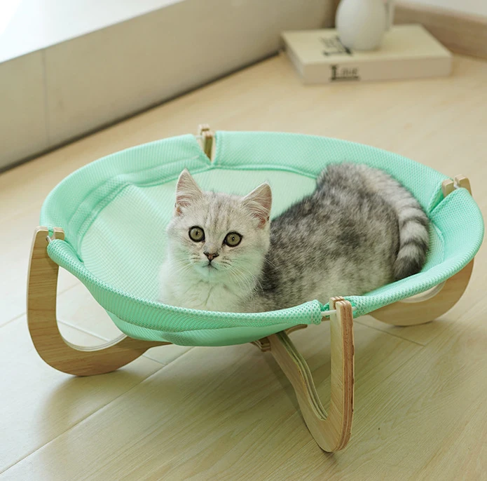 

Pet Hammocks Bed for Cat Small Dog Durable Wood Frame Canvas Beds Hanging Cat Hammock Nest Detachable Washable Hammock Dog Bed