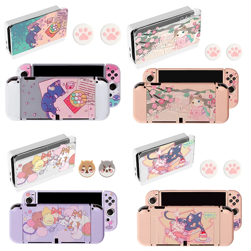 

Camping Cat Switch OLED Case Scrub TPU Split Soft Cover Base Shell Game Console Housing Kit For Nintendo Switch OLED Accessories