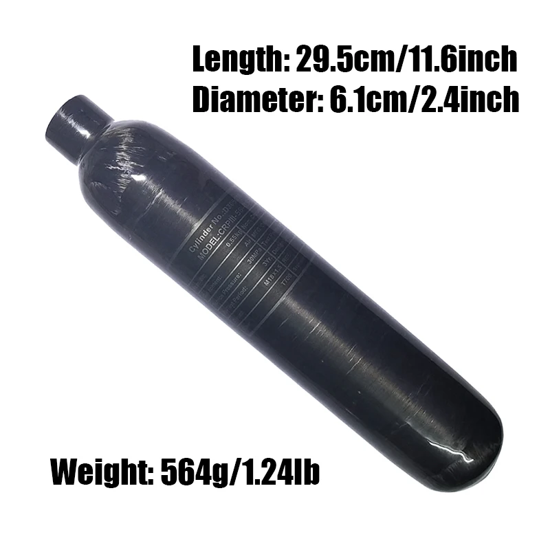 Цилиндр бака из углеродного волокна M18 * 1 5 300bar/30MPa/4500psi 0.5L HPA бутылка с клапаном