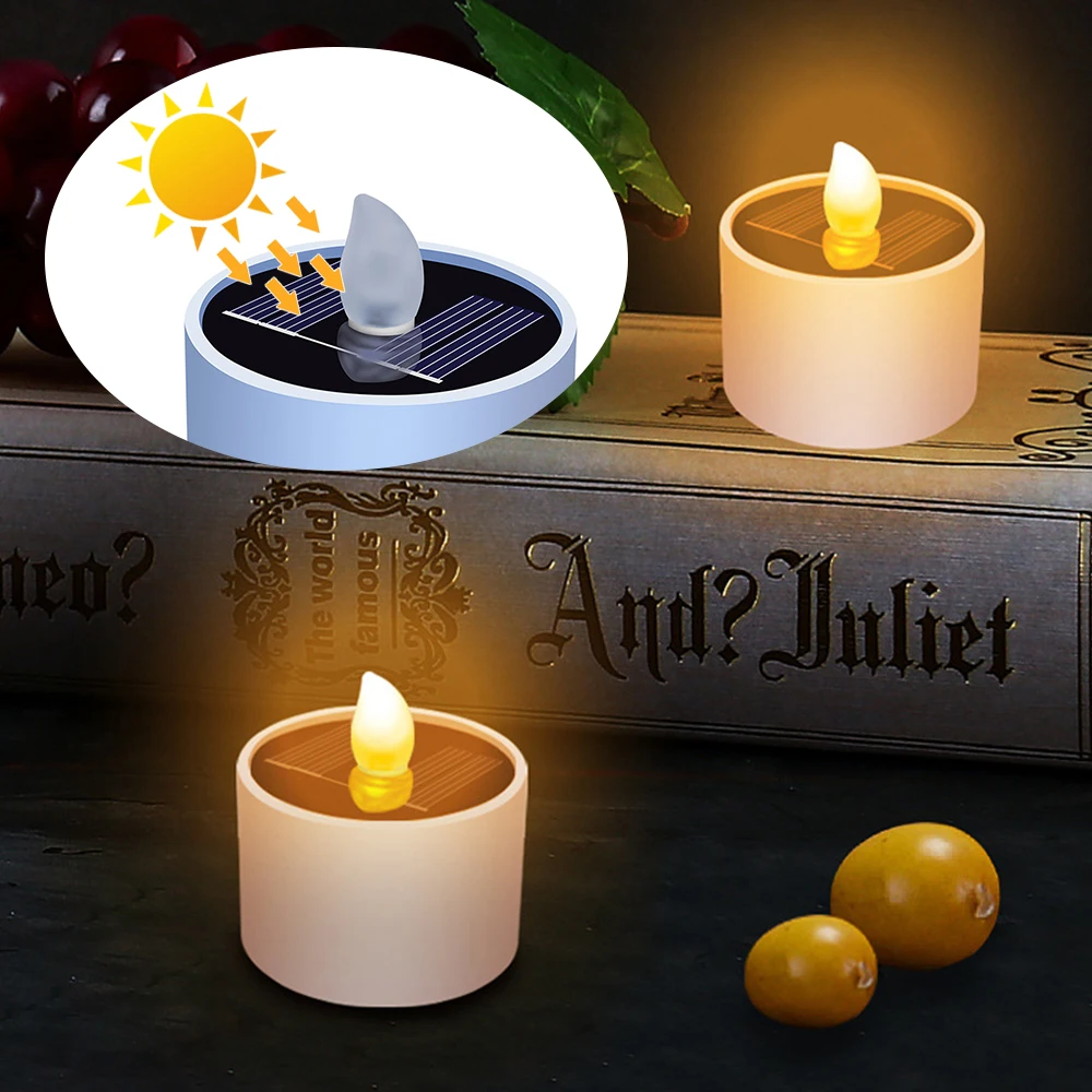 

1pcs Candles Flameless Rechargeable DC 12V LED Light Solar Tea Lamps Bedroom Living Home Bar Decoration Lighting Ultra Bright