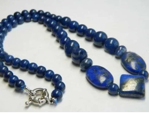 

Цепочка Из Натурального синего египетского лазурита, круглый камень с бусинами, ожерелье из ниток для женщин, вечерние подарки, бижутерия «...