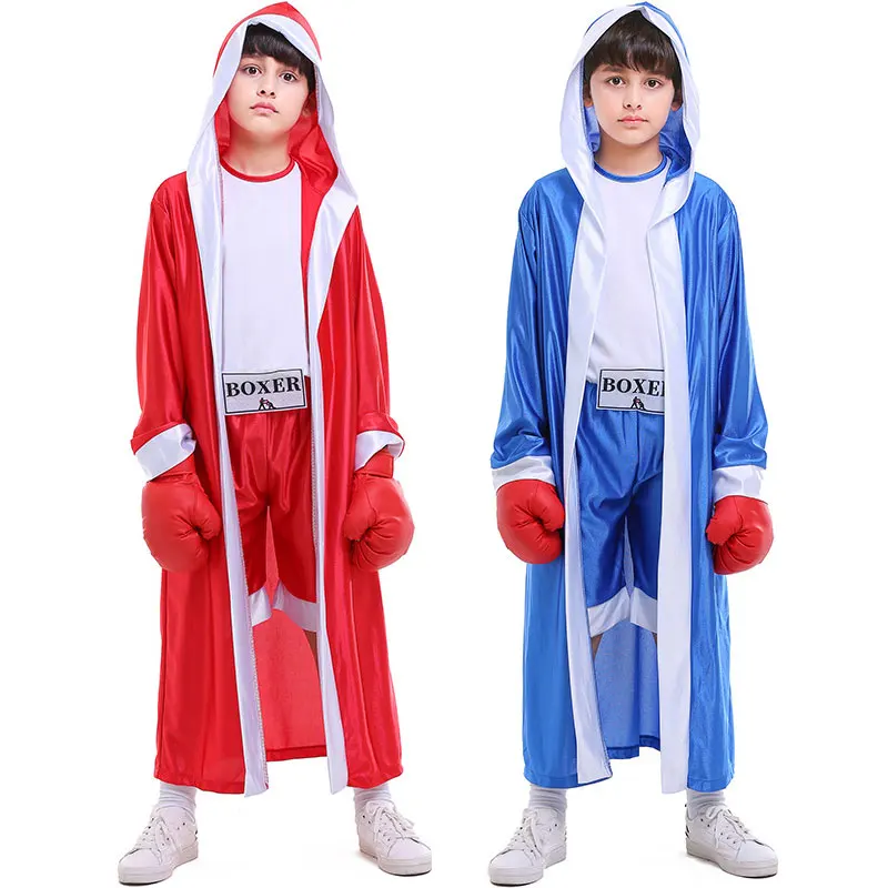

Red Blue Kids Child Deluxe Boxer Costume for Boys Boy Boxing Cosplay Halloween Party Carnival Costumes