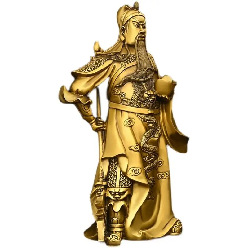 Фото Медная статуя Тобао God of Wealth God of Guan Gong, декоративная статуя, привлечение богатства, предметы интерьера, подарки №3
