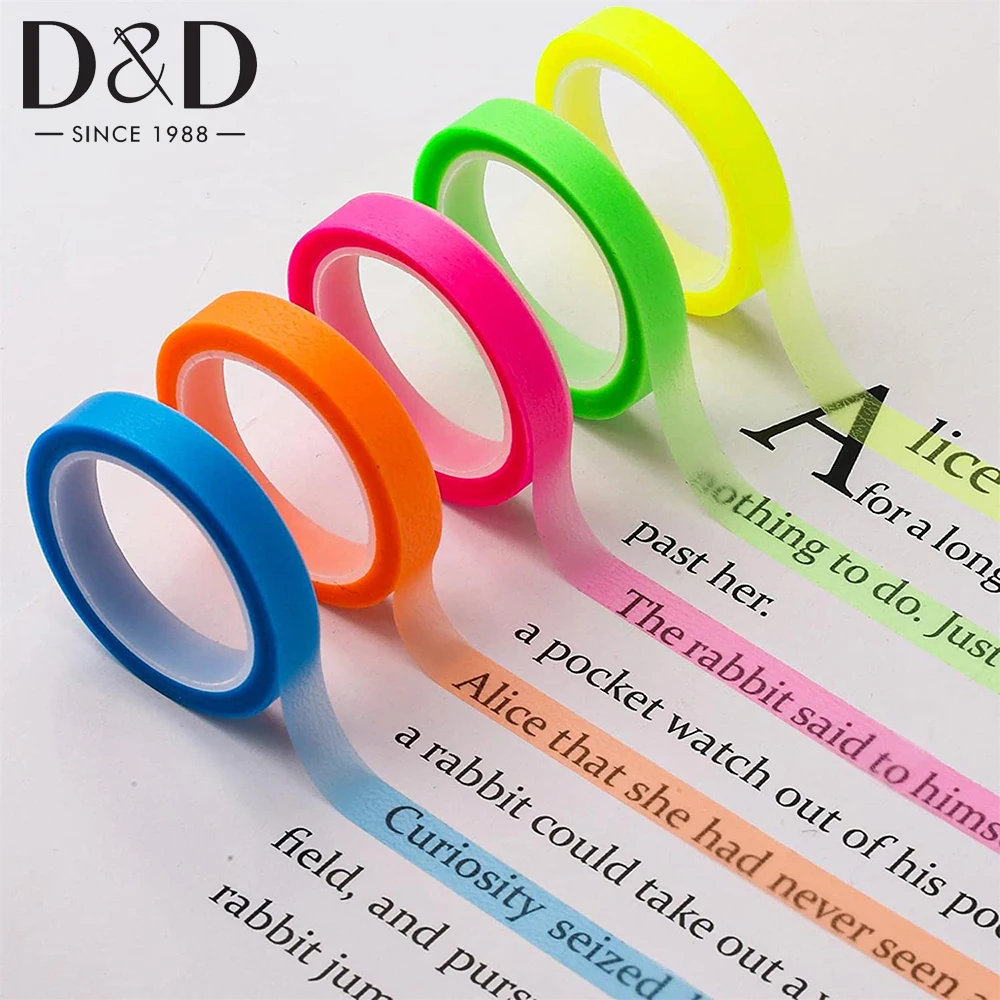 

5Pcs Marking Stickers Transparent Fluorescent Tape Tab Reading Note Stationery Label Teacher Student Reading Home Gift