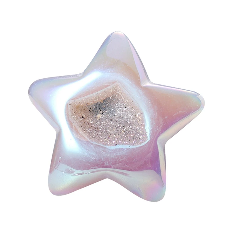 

1Pc Beautiful Natural Stone Electroplated Colorful Agate Cave Stars Shape Reiki Crystal Crafts Ornaments Gift Desk Decor