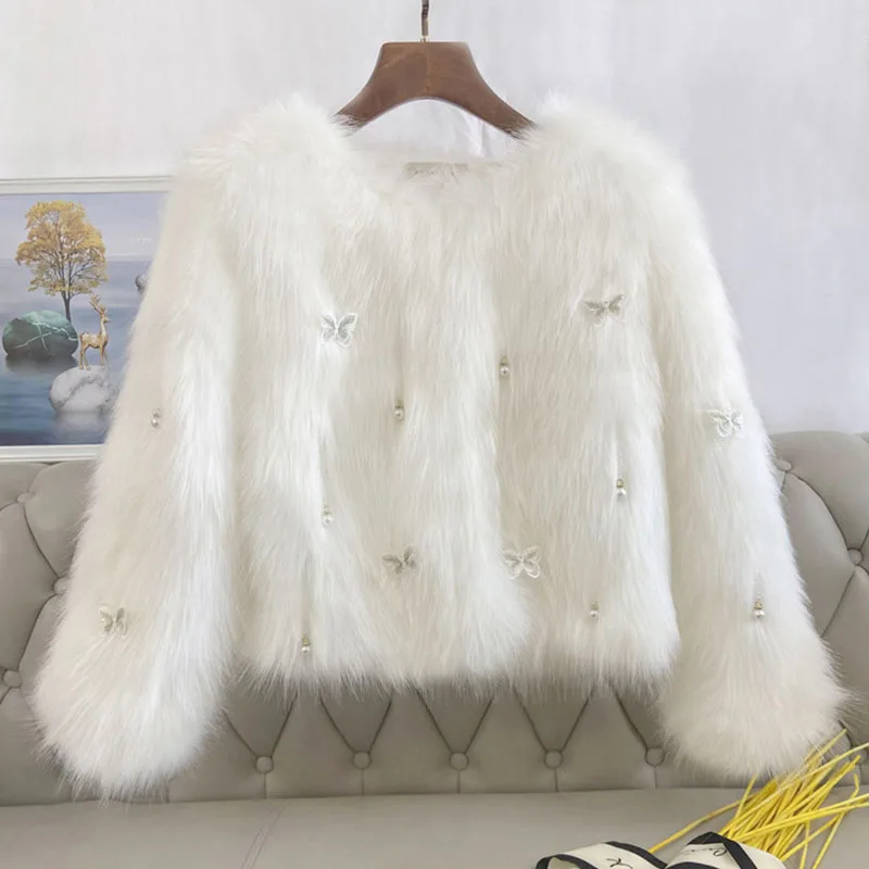 Faux Raccoon Fur Coat Women Winter Jacket Elegant Warm Luxury Clothes Cover Oversize 2022 New Fashion Full Y2k Especially Woman