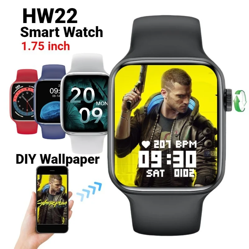 

NEW HW22 Smart Watch 44mm 1.75inch HD 320x320 Bluetoothe Call Custom Watch Faces Heart Rate Sleep Monitor Smartwatch