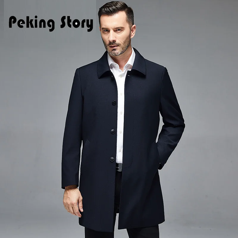 

jacket the new coat lapel buttons pure color contracted business has a long jackets Men's clothing