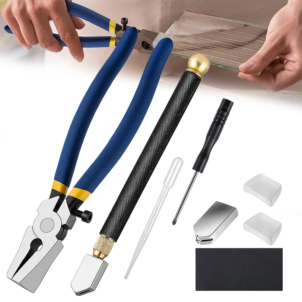 

Glass Cutter Kit Stained Glass Supplies With Heavy Duty Glass Running Pliers