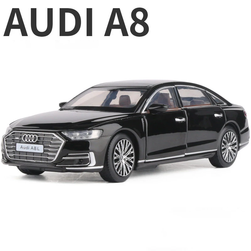 1:32 AUDI A8 2022 модель автомобиля из сплава рандомный амортизатор звук и светильник